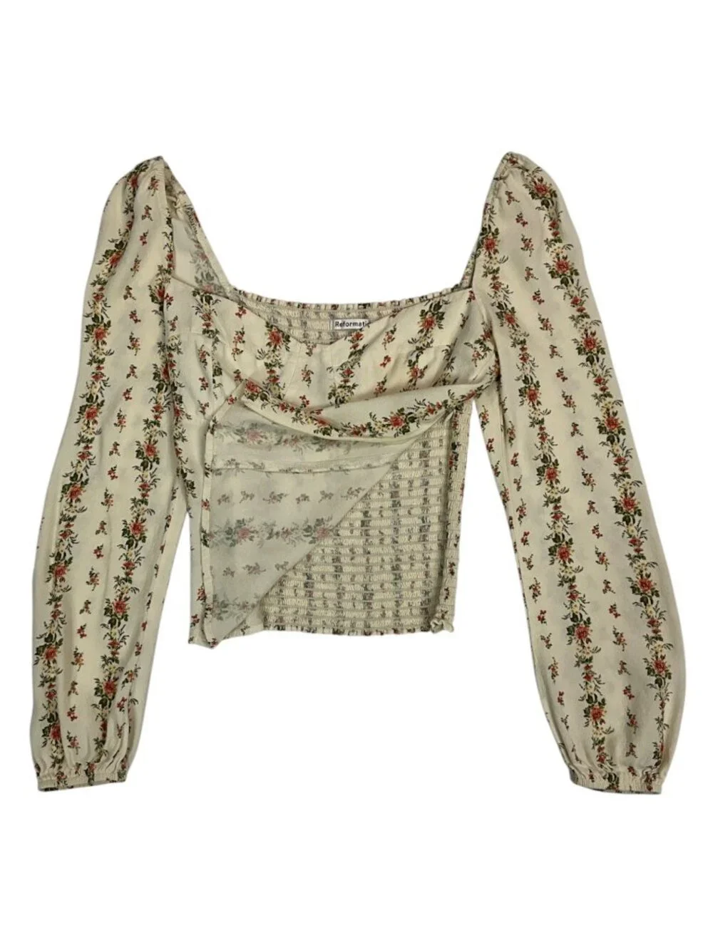 Reformation Floral Reign Top Blouse 6 Cream Romantic DEFECT